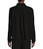 Eileen Fisher Silk Georgette Crepe Point Collar Long Sleeve Button-Front Shirt, Color:Black - Image 2