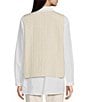 Color:Bone - Image 2 - Silk Habutai Banded Neck Sleeveless Pocketed Vest