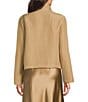 Eileen Fisher Silk Linen-Blend Stand Collar Long Sleeve Pocketed Boxy Fit Jacket, Color:Biscuit - Image 3