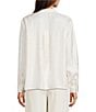 Eileen Fisher Silk Twill Mandarin Collar Long Sleeve Button Front Top, Color:Soft White - Image 2