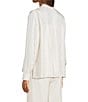 Eileen Fisher Silk Twill Mandarin Collar Long Sleeve Button Front Top, Color:Soft White - Image 4