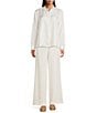 Eileen Fisher Silk Twill Mandarin Collar Long Sleeve Button Front Top, Color:Soft White - Image 5