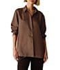 Eileen Fisher Silk Twill Point Collar Long Sleeve Button-Front Shirt - Image 1