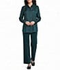 Eileen Fisher Silk Twill Point Collar Long Sleeve Button-Front Shirt - Image 3