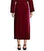 Eileen Fisher Silk Velvet Flared Midi Skirt, Color:Ruby - Image 2