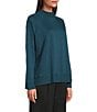 Eileen Fisher Organic Cotton Blend Soft Knit High Neck Long Sleeve Top, Color:Alpine - Image 3