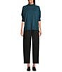 Eileen Fisher Organic Cotton Blend Soft Knit High Neck Long Sleeve Top, Color:Alpine - Image 5