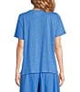 Color:Calypso - Image 2 - Solid Organic Linen Jersey Crew Neck Short Sleeve Tee Shirt