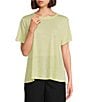 Color:Citrus - Image 1 - Solid Organic Linen Jersey Crew Neck Short Sleeve Tee Shirt