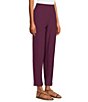 Eileen Fisher Stretch Crepe Flat Front Ankle Tapered Pants, Color:Blackberry - Image 3