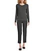 Eileen Fisher Stretch Crepe Flat Front Slim Ankle Pants, Color:Graphite Grey - Image 3