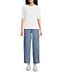Eileen Fisher Stretch Jersey Crew Neck Elbow Sleeve Tee - Image 3
