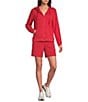Eileen Fisher Stretch Jersey Long Sleeve Hooded Zip-Up Jacket - Image 3