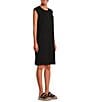 Color:Black - Image 3 - Stretch Jersey Round Neck Cap Sleeve Sheath Dress