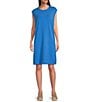 Color:Calypso - Image 1 - Stretch Jersey Round Neck Cap Sleeve Sheath Dress