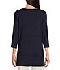 Color:Midnight - Image 2 - Stretch Knit Jersey Boat Neck 3/4 Sleeve Tunic