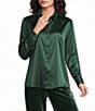 Eileen Fisher Stretch Silk Charmeuse Point Collar Long Sleeve Button-Front Shirt - Image 1