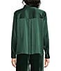 Eileen Fisher Stretch Silk Charmeuse Point Collar Long Sleeve Button-Front Shirt - Image 2