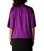Eileen Fisher Stretch Silk Charmeuse Round Neck Elbow Sleeve Top - Image 6