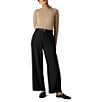 Eileen Fisher Stretch Wool Blend Crepe Wide Leg Trouser Pants, Color:Black - Image 3