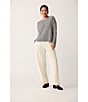 Eileen Fisher Stretch Wool Blend Crepe Wide Leg Trouser Pants, Color:Soft White - Image 7