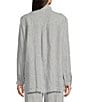 Color:White/Black - Image 2 - Striped Crinkle Organic Linen Point Collar Long Sleeve High-Low Hem Button-Front Shirt