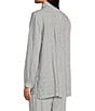 Color:White/Black - Image 4 - Striped Crinkle Organic Linen Point Collar Long Sleeve High-Low Hem Button-Front Shirt