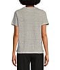 Eileen Fisher Striped Organic Linen Jersey Crew Neck Short Sleeve Tee, Color:White/Blue - Image 2