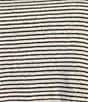 Eileen Fisher Striped Organic Linen Jersey Crew Neck Short Sleeve Tee, Color:White/Blue - Image 4