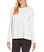 Color:White - Image 1 - Tencel Jersey Long Sleeve Crew Neck Top