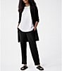 Color:Black - Image 4 - Tencel Jersey Tapered Leg Slouch Ankle Pants