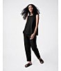 Color:Black - Image 5 - Tencel Jersey Tapered Leg Slouch Ankle Pants