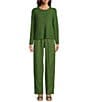 Eileen Fisher Textural Knit Round Neck Long Sleeve Pullover Sweater - Image 3