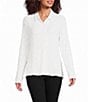 Eileen Fisher Textured Bubble Jacquard Point Collar Long Sleeve Button-Front Shirt - Image 1