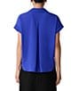 Eileen Fisher Textured Matte Jersey Knit Notch Collar Cap Sleeve Top, Color:Royal - Image 2