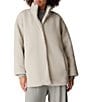 Eileen Fisher Textured Plush Knit Fleecy High Collar Long Sleeve Coat - Image 1