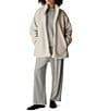 Eileen Fisher Textured Plush Knit Fleecy High Collar Long Sleeve Coat - Image 3