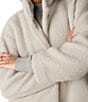 Eileen Fisher Textured Plush Knit Fleecy High Collar Long Sleeve Coat - Image 4