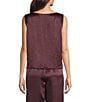 Eileen Fisher Textured Satin Ballet Neck Sleeveless Short Shell Tank, Color:Wine - Image 2