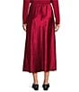Eileen Fisher Textured Satin Elastic Waist Bias Maxi Skirt, Color:Ruby - Image 2