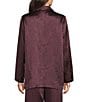 Eileen Fisher Textured Satin Notch Lapel Long Sleeve Flap Pocket Button Front Blazer, Color:Wine - Image 3