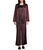 Eileen Fisher Textured Satin Notch Lapel Long Sleeve Flap Pocket Button Front Blazer, Color:Wine - Image 4