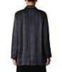 Eileen Fisher Textured Satin Notch Lapel Long Sleeve Flap Pocket Button Front Blazer, Color:Graphite - Image 2