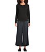 Eileen Fisher Textured Satin Wide Ankle Pants, Color:Graphite - Image 3
