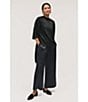 Eileen Fisher Textured Satin Wide Ankle Pants, Color:Graphite - Image 5