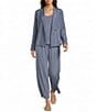 Eileen Fisher Textured Silk Jacquard Shawl Collar Long Sleeve Jacket - Image 4