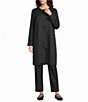 Eileen Fisher Textured Silk Weave Round Neck Long Sleeve Front-Snap Jacket - Image 1