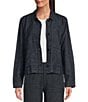 Color:Denim - Image 1 - Tweedy Hemp Organic Cotton Point Collar Long Sleeve Pocketed Short Jacket