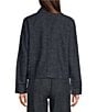 Color:Denim - Image 2 - Tweedy Hemp Organic Cotton Point Collar Long Sleeve Pocketed Short Jacket