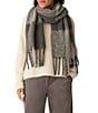 Eileen Fisher Ultrasoft Alpaca Wool Blend Check Pattern Fringe Scarf, Color:Rye - Image 2